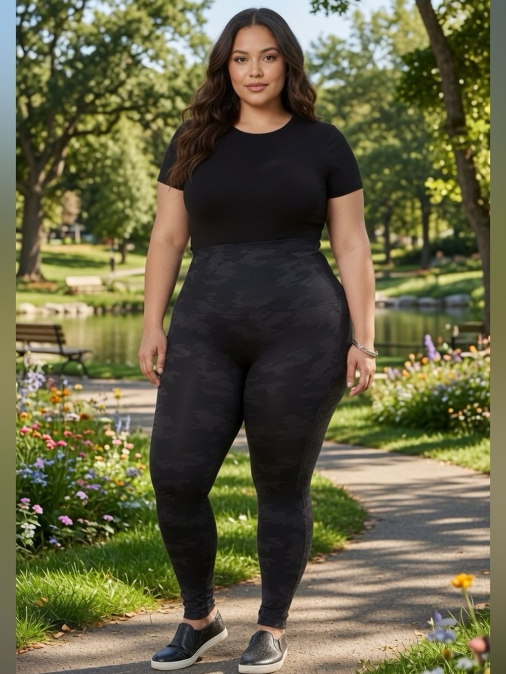 Spanx Look At Me Now Seamless Leggings Black Camo 2X NWT XXL